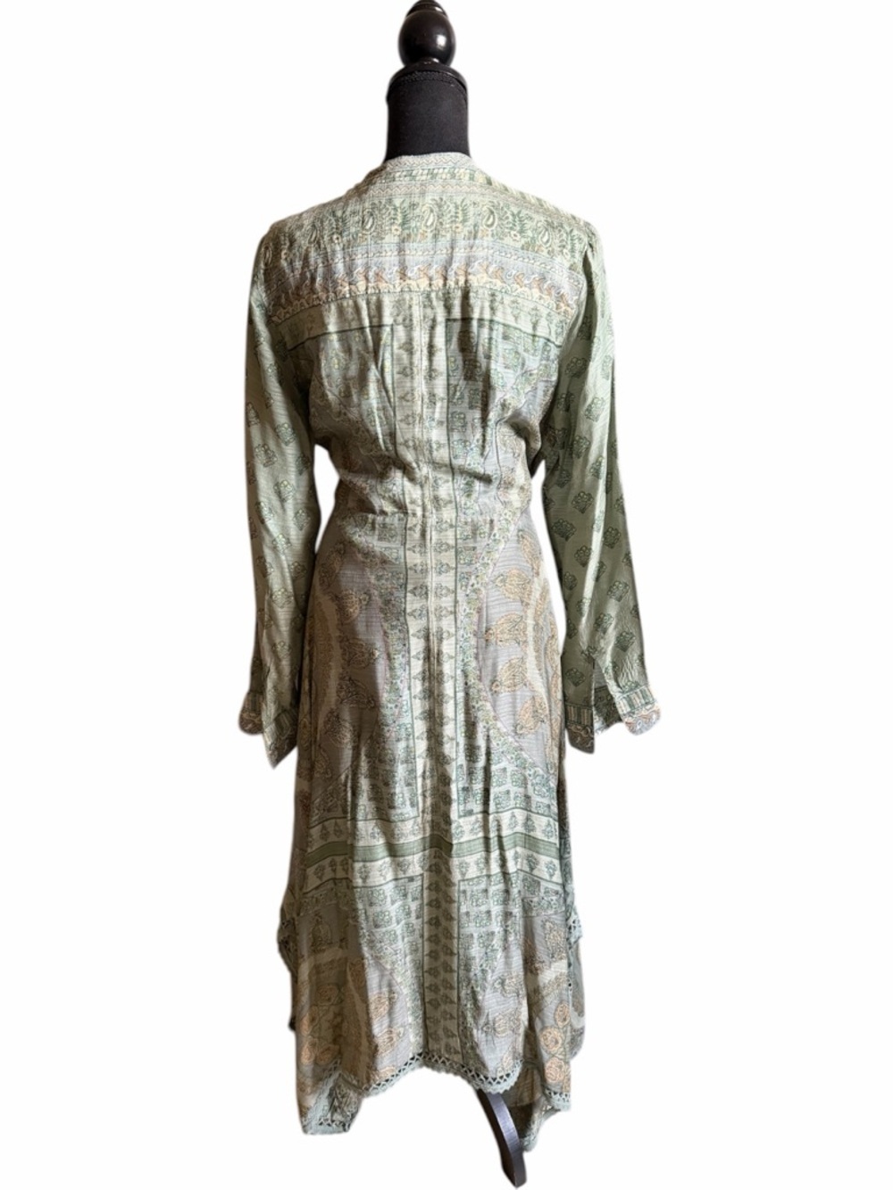 SOFT SURROUNDINGS Green Jardin Majorelle Boho Long Sleeve Handkerchief Dress XL - Picture 5 of 14